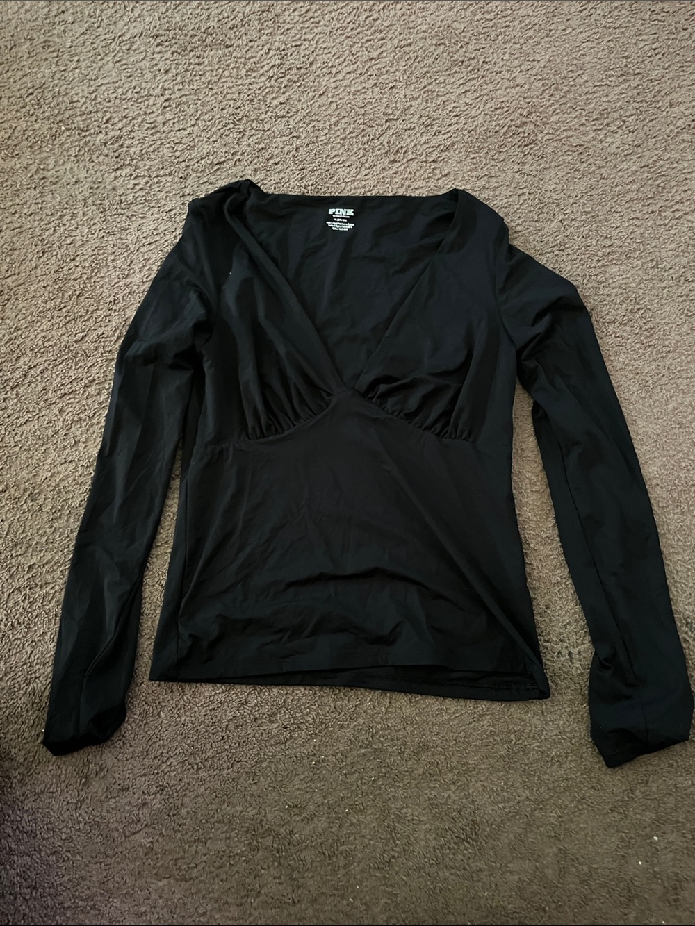 PINK Victoria's Secret Black Long-Sleeve V-Neck Top